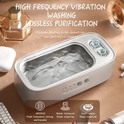 Upgrade Ultrasonic Cleaner 48Khz High Frequency White Machine for Contact Lens Glasses Jewelry Cleaning