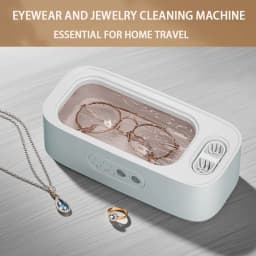 Upgrade Ultrasonic Cleaner 48Khz High Frequency White Machine for Contact Lens Glasses Jewelry Cleaning