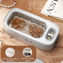 Upgrade Ultrasonic Cleaner 48Khz High Frequency White Machine for Contact Lens Glasses Jewelry Cleaning