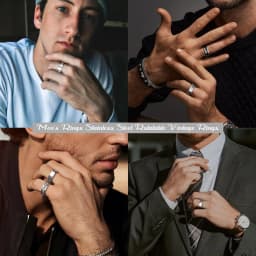 Bobisty 6Pcs Mens Rings 316L Stainless Steel for Men Women Vintage Thumb Engagement Ring Wedding Band Fidget Ring Set Jewel Gift