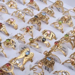 20 Pcs/Lot Flat Cut Pattern Mixed Colorful Zircon Stainless Steel Ring for Women's Wedding Jewelry Anniversary Gift