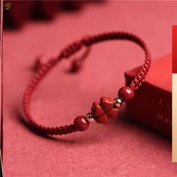 Braided Lucky Red Cord Bracelet - Four-Leaf Clover Peace & Happiness Charm