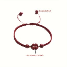 Braided Lucky Red Cord Bracelet - Four-Leaf Clover Peace & Happiness Charm