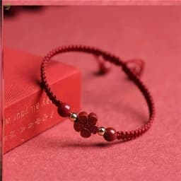 Braided Lucky Red Cord Bracelet - Four-Leaf Clover Peace & Happiness Charm