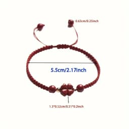 Braided Lucky Red Cord Bracelet - Four-Leaf Clover Peace & Happiness Charm