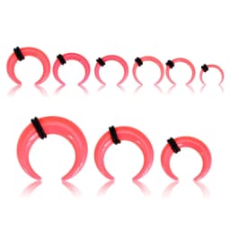 18Pcs Acrylic Septum Pincher Tapers C Shape Buffalo Ear Taper Kit Stretching Expander Rings for Nose Ear Gauges Pink