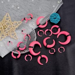 18Pcs Acrylic Septum Pincher Tapers C Shape Buffalo Ear Taper Kit Stretching Expander Rings for Nose Ear Gauges Pink