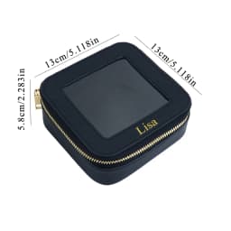 Customized Name New PU Leather PVC Cosmetic Square Toiletry Bag, Transparent and Visible, Portable Storage