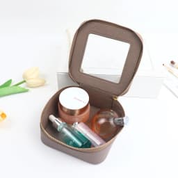 Customized Name New PU Leather PVC Cosmetic Square Toiletry Bag, Transparent and Visible, Portable Storage