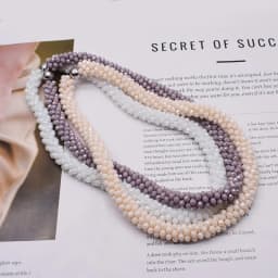 Trendy Woven Bead Necklace and Bracelet Set Elastic Handmade Strand Bracelets Glass Beads Necklace for Women Gift Hair Accessory