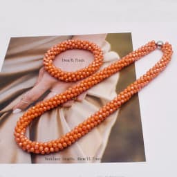 Trendy Woven Bead Necklace and Bracelet Set Elastic Handmade Strand Bracelets Glass Beads Necklace for Women Gift Hair Accessory