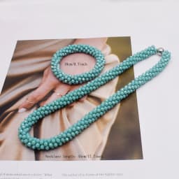 Trendy Woven Bead Necklace and Bracelet Set Elastic Handmade Strand Bracelets Glass Beads Necklace for Women Gift Hair Accessory