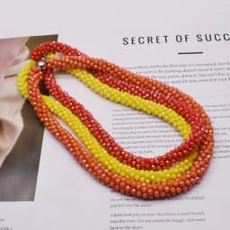 Trendy Woven Bead Necklace and Bracelet Set Elastic Handmade Strand Bracelets Glass Beads Necklace for Women Gift Hair Accessory