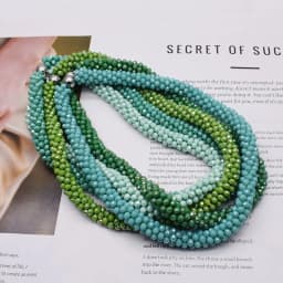 Trendy Woven Bead Necklace and Bracelet Set Elastic Handmade Strand Bracelets Glass Beads Necklace for Women Gift Hair Accessory