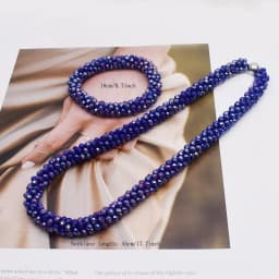 Trendy Woven Bead Necklace and Bracelet Set Elastic Handmade Strand Bracelets Glass Beads Necklace for Women Gift Hair Accessory