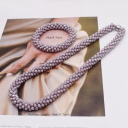 Trendy Woven Bead Necklace and Bracelet Set Elastic Handmade Strand Bracelets Glass Beads Necklace for Women Gift Hair Accessory
