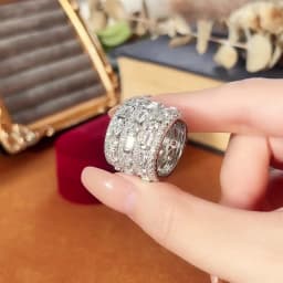 Huitan Modern Fashion Design Women Wide Rings with Geometric Cubic Zirconia Wedding Trendy Female Rings Jewelry Drop Shipping