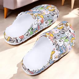Women Flat Indoor Slippers Printing Soft EVA Soles Adjustable Strap Easy-On Nurse Shoes Comfortable Work Clog Shoes For Women