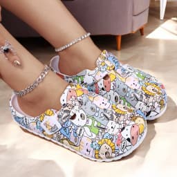 Women Flat Indoor Slippers Printing Soft EVA Soles Adjustable Strap Easy-On Nurse Shoes Comfortable Work Clog Shoes For Women