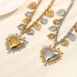 AURORA Trend Large Melting Heart Pendant Necklace For Women's Choker Necklaces Fashion Color Blocking Stainless Steel Jewelry