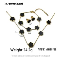 Cheap plum blossom stainless steel bracelet necklace earring set, Halloween, Thanksgiving, Christmas, and New Year gifts