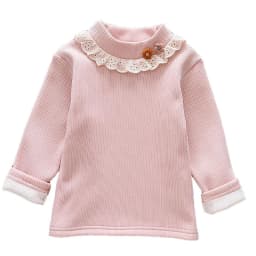 Girls' Winter Thermal Base Layer: Fleece-lined turtleneck with ruffle, jacquard knit—warm soft inner wear for older kids!