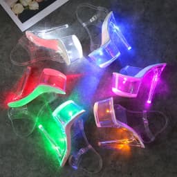 Women's 17cm High Heel Shoes (Size 34-43) - Transparent Glowing Sandals, Nightclub/Runway Pole Dance Shoes with Crystal Sole