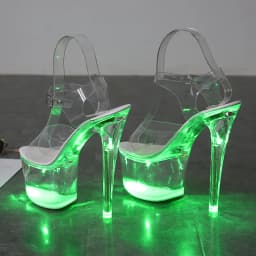 Women's 17cm High Heel Shoes (Size 34-43) - Transparent Glowing Sandals, Nightclub/Runway Pole Dance Shoes with Crystal Sole