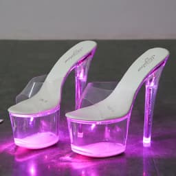 Women's 17cm High Heel Shoes (Size 34-43) - Transparent Glowing Sandals, Nightclub/Runway Pole Dance Shoes with Crystal Sole