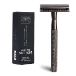 Metal Men's Manual Shaver Hand Razor with Blade Holder Metal Double Layer Blade Enclosed Cutter Head for Smooth Shaving