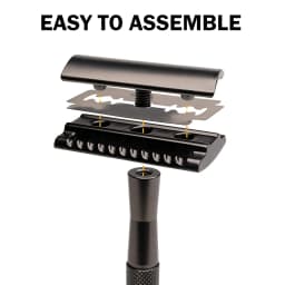 Metal Men's Manual Shaver Hand Razor with Blade Holder Metal Double Layer Blade Enclosed Cutter Head for Smooth Shaving