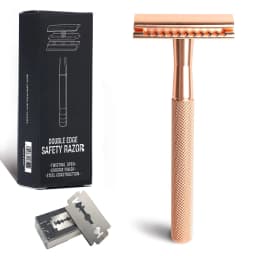 Metal Men's Manual Shaver Hand Razor with Blade Holder Metal Double Layer Blade Enclosed Cutter Head for Smooth Shaving