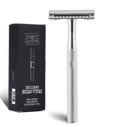 Metal Men's Manual Shaver Hand Razor with Blade Holder Metal Double Layer Blade Enclosed Cutter Head for Smooth Shaving