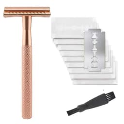 Metal Men's Manual Shaver Hand Razor with Blade Holder Metal Double Layer Blade Enclosed Cutter Head for Smooth Shaving