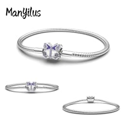 Manyilus 925 Silver Bracelet Real Bracelets 925 Girls Italian Charm Original Women Braclet Pendant Paired Jewelry Charms Money