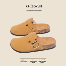 Children's 2026 New Classic Style Buckle Strap Closed-Toe Mules with Cork Sole, Comfortable Casual Sandals for Spring, Summer, and Autumn, Suitable for Indoor and Outdoor Wear, Simple and Versatile Children's Shoes, Perfect for Daily Outings and Home Relaxation