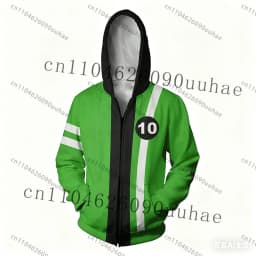 New Anime Omnitrix Ben10 Cosplay Hoodie Pullover Ben Tennyson Print Kid Cartoon Hoodie Fall Winter Casual Harajuku Zipper Hoodie