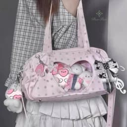 New Cute Ita Bag Women Large Capacity Shoulder Bag Lolita Girl Transparent Bag DIY Badge Display Crossbody Bag Y2K Sweet Handbag