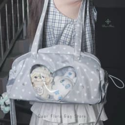 New Cute Ita Bag Women Large Capacity Shoulder Bag Lolita Girl Transparent Bag DIY Badge Display Crossbody Bag Y2K Sweet Handbag
