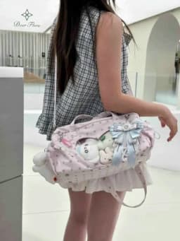 New Cute Ita Bag Women Large Capacity Shoulder Bag Lolita Girl Transparent Bag DIY Badge Display Crossbody Bag Y2K Sweet Handbag