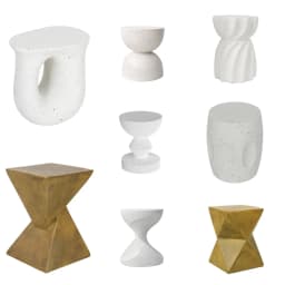 Modern White Lightweight Concrete Side Table Accent End Table for Living Room Bedroom Sofa