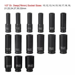 PORIYA 35pcs Drive Deep Impact Sockets Tools Kit 8-32MM Metric 1/2" Garage Workshop Set