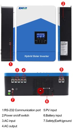 Easun 7000w 4200w 3200w 2200w 12v 24v 48v MPPT Hybrid Off Grid Pure Sine Wave 80a 110a 230v 50/60hz Solar Inverter Charger for EU UA AU Overseas warehouse