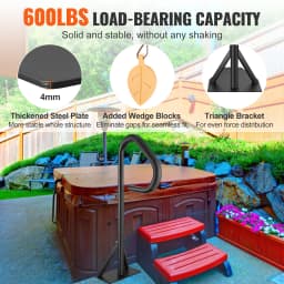 SucceBuy 360 Rotatable Hot Tub Handrail Spa Side Hand Rail Adjustable Height w/ Slide-Under Mount Base for In/Outdoor Bathtub