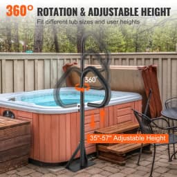 SucceBuy 360 Rotatable Hot Tub Handrail Spa Side Hand Rail Adjustable Height w/ Slide-Under Mount Base for In/Outdoor Bathtub
