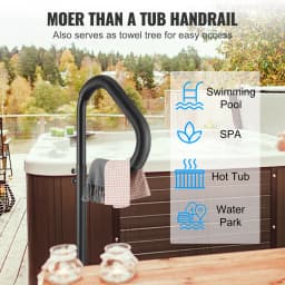 SucceBuy 360 Rotatable Hot Tub Handrail Spa Side Hand Rail Adjustable Height w/ Slide-Under Mount Base for In/Outdoor Bathtub