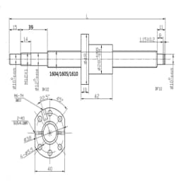 BallScrew SFU1605 Set: RM1605 Rolled Ball Screw C7 with End Machined + 1605 Ball Nut + Nut Housing + BK/BF12 + Coupler For CNC