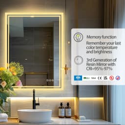 28x36 inch Illuminate Bathroom Mirror with Light Backlit Dimmable Defog Wall-mounted Bath Mirror