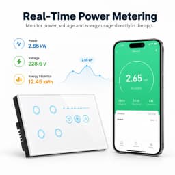 Melery Wifi Smart Tuya Light 4Gang Switch Fan Speed Interruptor Glass Touch Sensor Panel Power Monitor Remote Alexa Google Home