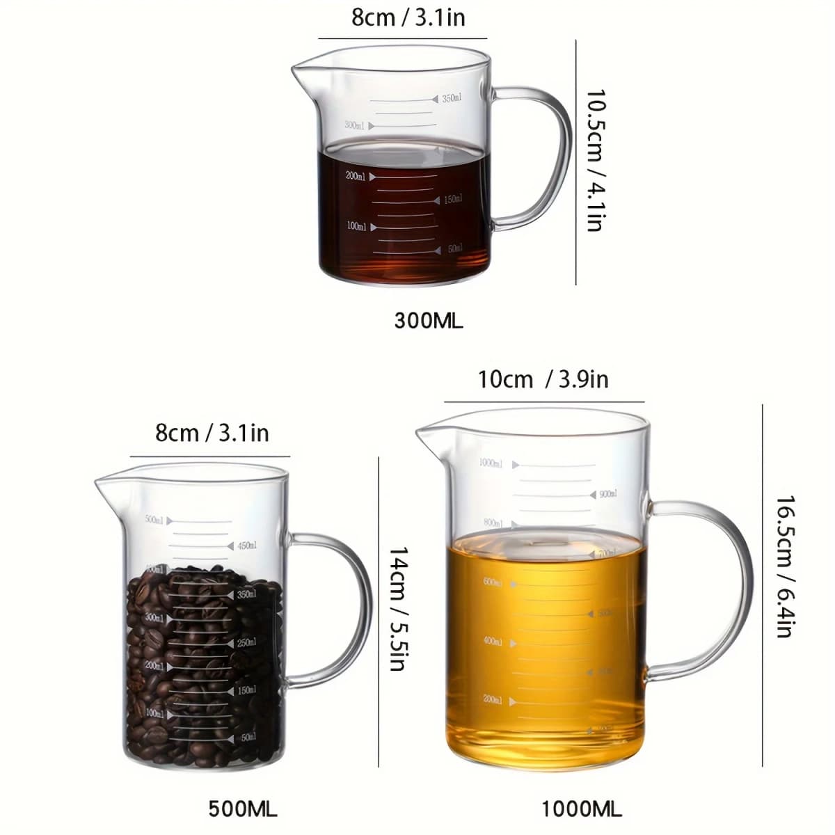 1PC With Lid Versatile Glass Measuring Cup, Precision Scale & Spout, Insulated Handle for Safe Pouring High temperature resistan